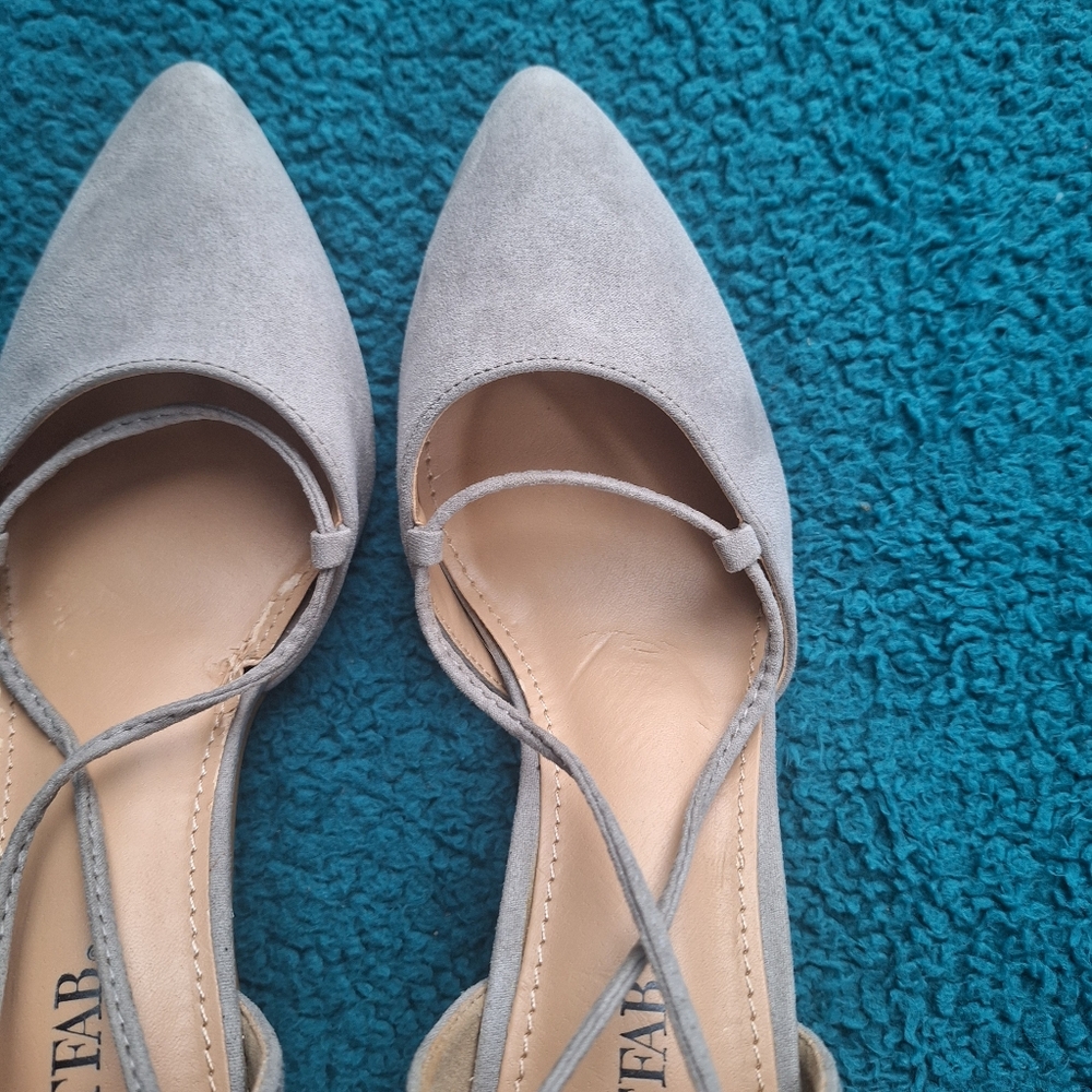 JustFab | Women's Gray Suede Lace Up Heels size 8.5 - Picture 8 of 17